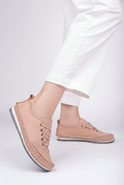 Deripabuc Hakiki Deri Pudra Kadın Deri Babet DP16-0061