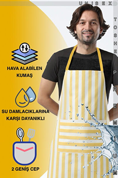 TOSHE Mutfak Önlüğü Suya Dayanıklı Mutfak Önlük Şef Önlüğü 2 Geniş Cepli Bari...