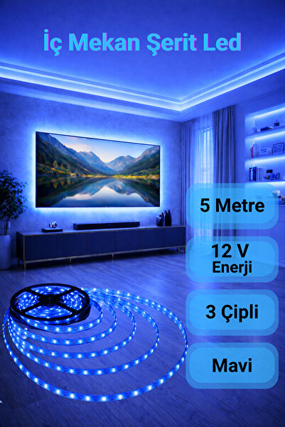 ga gözde aydınlatma 3 Çipli Şerit Led Mavi Işık ◆ İç Mekan ◆ Yüksek Lümen ◆ E...