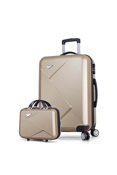 My Valice Diamond Abs Orta Ve Makyaj Boy Gold 2'li Valiz Seti