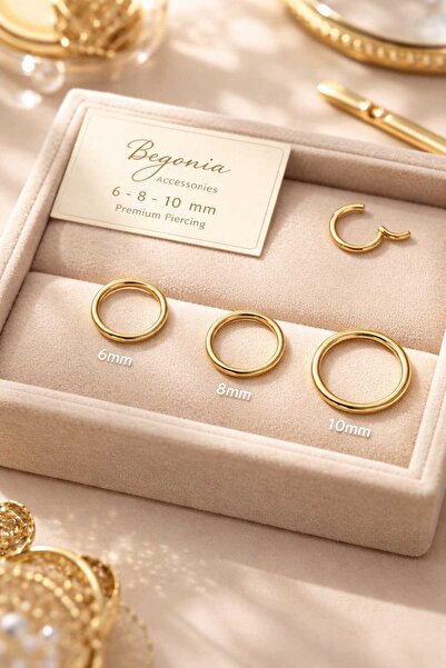 Takıparkxs 316L Cerrahi Çelik Gold 6-8-10mm Kilitli Halka 3’lü Piercing Küpe ...