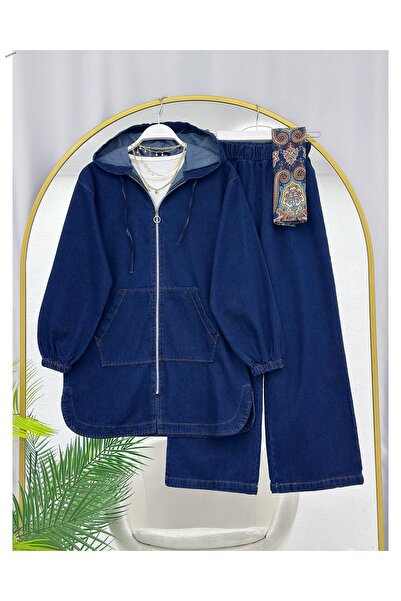 YEDİLALE طقم مكون من سترة وجينز بقلنسوة وسحاب [باستثناء الشال والملابس الداخلية]