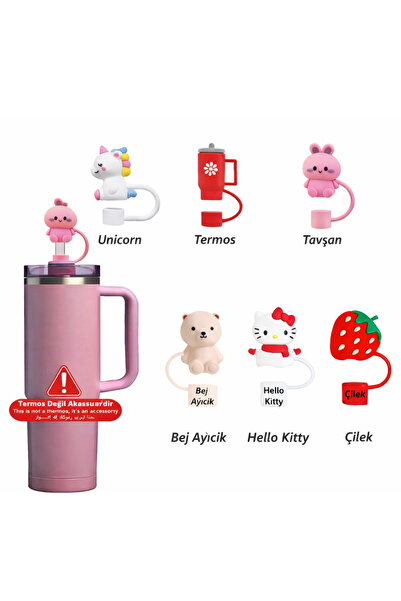 Stanley 2 Adet Termos Uyumlu Figürlü Pipet Koruyucu | Silikon Kapak