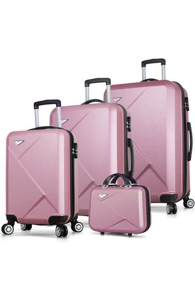 My Valice Diamond Abs Kabin Orta Büyük Ve Makyaj Boy Rose Gold 4'lü Travel Va...