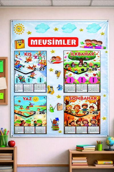 Göktuğ Hediyelik Mevsim Şeridi Okul Posteri 2025 2026 Takvimli, Okul,kreş, An...