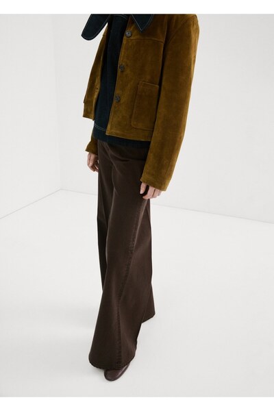 MANGO Woman Yüksek bel wide leg jean pantolon