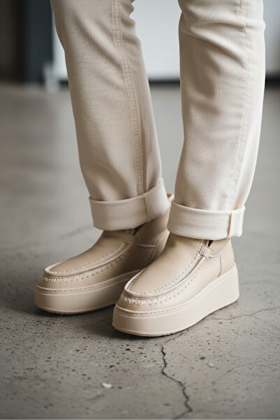 derinet Düz Taban Hakiki Deri Kadın Bot