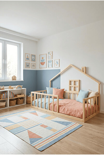 Loolpi Home Unisex Montessori Bebek Ve Çocuk Karyolası Doğal Ahşap Yatak