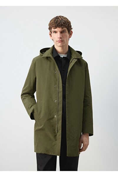 MANGO Man Su geçirmez parka, çıkarılabilir kapüşonlu