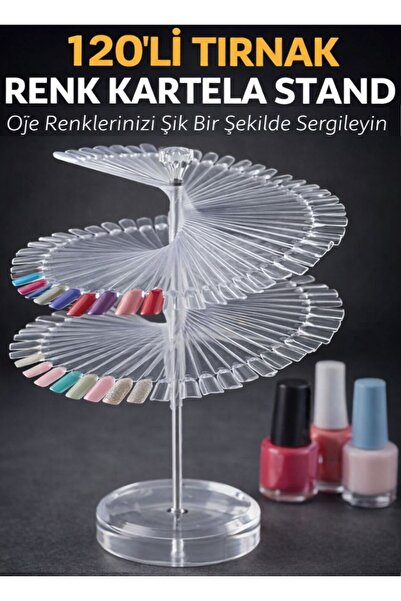 SİNKA Kartela Standı Oje Kataloğu Dönen Kartela 120'lü Sivri Tips Şeffaf