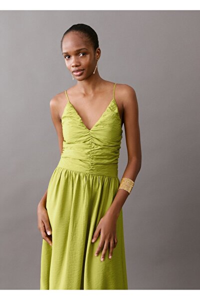 Mango Teen Drapeli uzun elbise