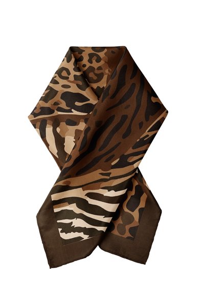 Sultan İpek Leopard Patterned Scarf / Bandana 70X70Cm
