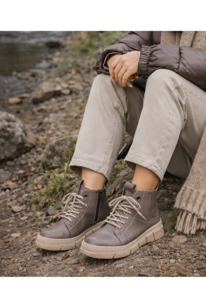 TwoEgoist حذاء رياضي نسائي بكعب عريض من الجلد الطبيعي