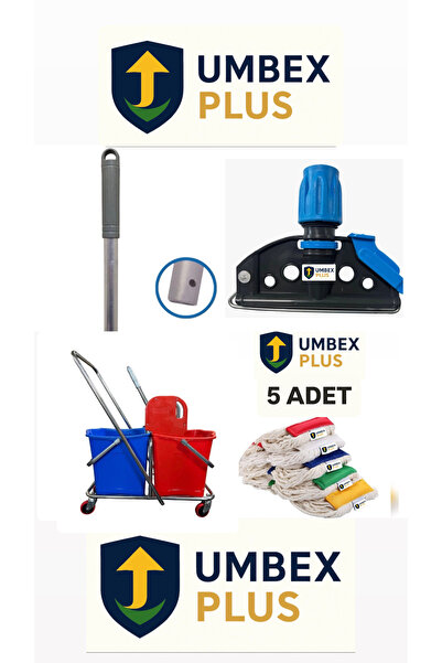 MCK Plus UMBEX PLUS Çift Kovalı Krom Temizlik Arabası Paspas Arabası Islak Mo...