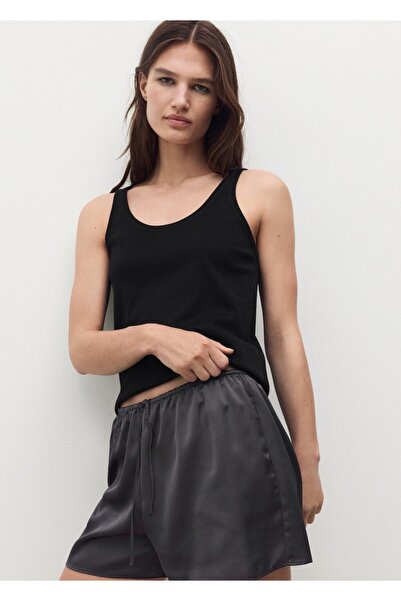 MANGO Woman Pamuklu yuvarlak yaka bluz