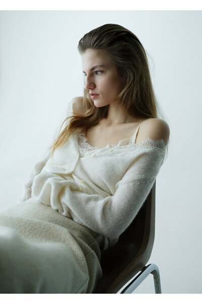 MANGO Woman Dantel yakalı bluz