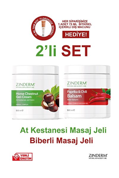 zinderm Biberli Krem Balsam Masaj Jeli 500 ml ve At Kestanesi Balsam Masaj Je...