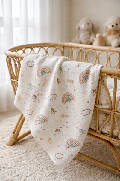 ebabynest Gökkuşağı Serisi Beyaz Müslin Set