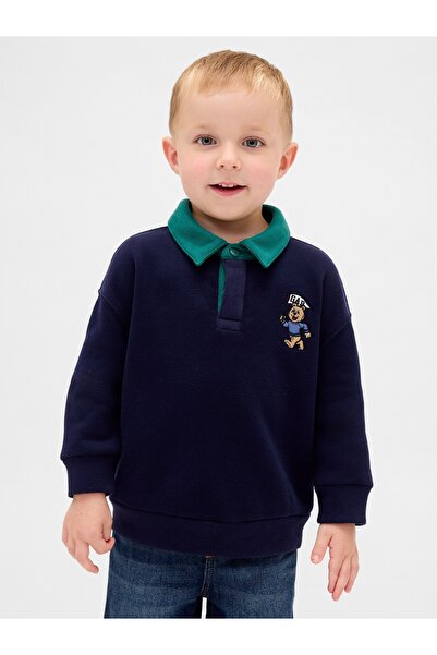 GAP Erkek Bebek Lacivert Brannan Bear Detaylı VintageSoft Polo Sweatshirt