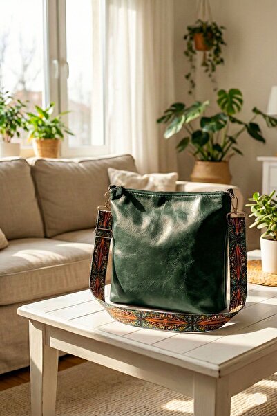 Bambus Home Bohem Tarzı Etnik Desenli Suni Deri Askılı Kadın El Ve Omuz Çantası