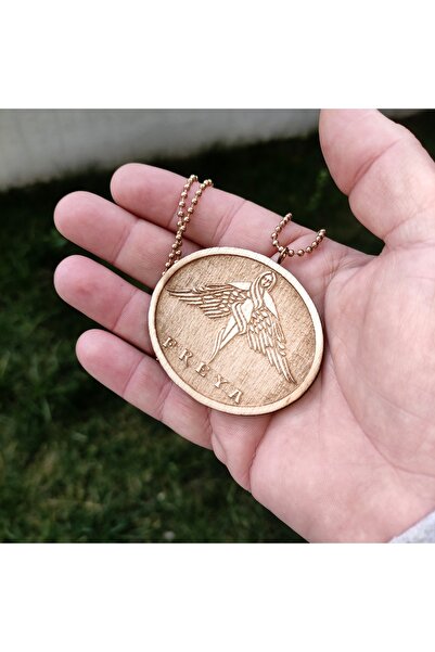 Market66 FREYA Bereket Aşk Kanatlı Kadın Tanrıça Ahşap Kolye Ucu Rölyef El Ya...