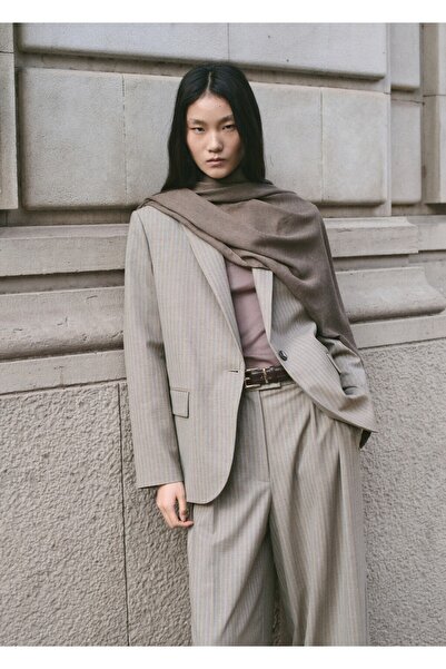 MANGO Woman Yün karışımlı takım elbise pantolonu