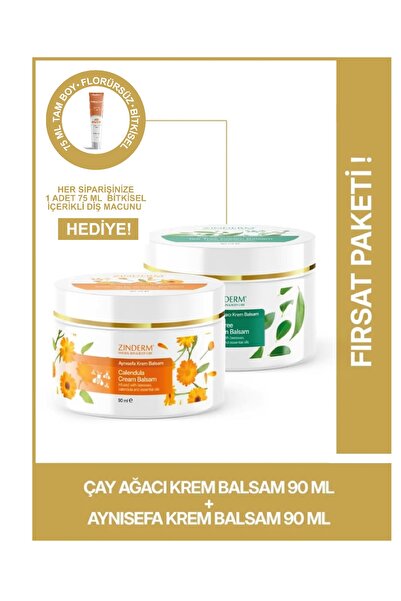 zinderm Çay Ağacı Yağı Kremi Balsamı ve Aynısefa Yağı Kremi Balsamı 90ml