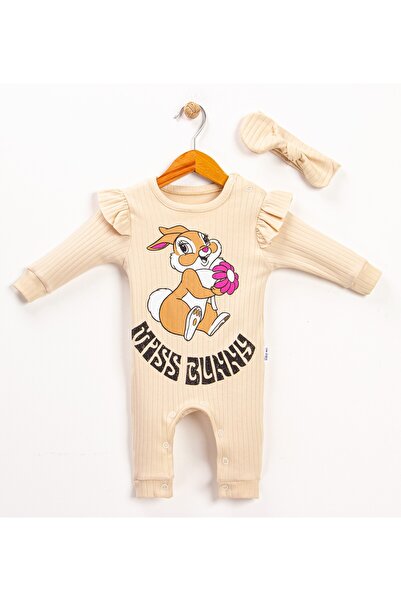 mandalinsbaby Baby Girl Romper with Rabbit and Bandana