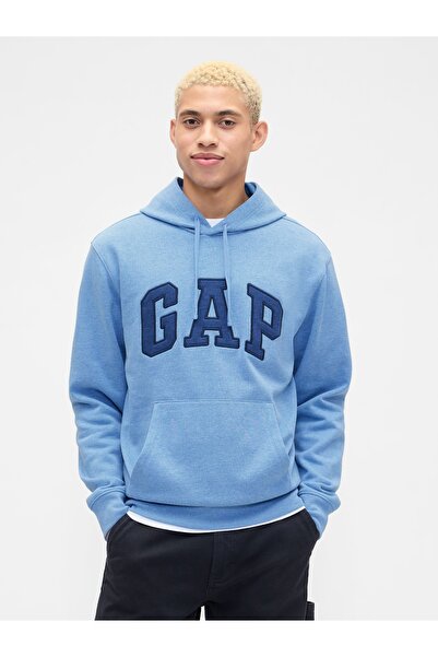 GAP Erkek Açık Mavi Logo Relaxed Fleece Sweatshirt