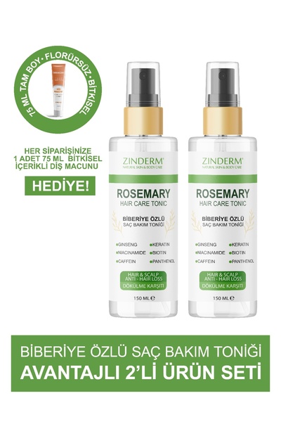 zinderm Saf Biberiye Suyu Saç Toniği Dökülme Karşıtı Ve Saç Uzamasını Destekl...