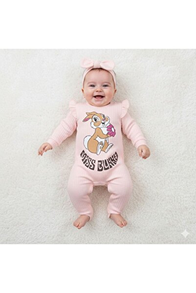 mandalinsbaby Baby Girl Romper with Rabbit and Bandana