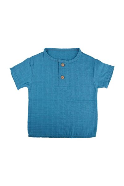 Bondilolly Tricou cu nasturi pentru bebeluși 100% bumbac muselină cu 2 straturi