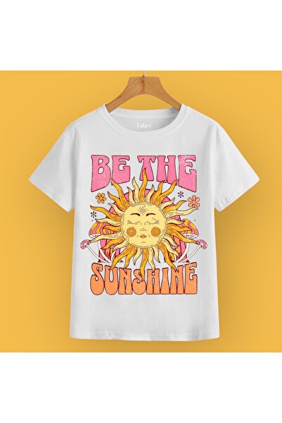 FALAVİ  Be The Sunshine Yazılı Güneş Desenli Tişört