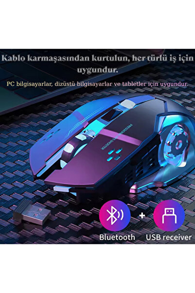 Genel Markalar 2.4Ghz Bluetooth Kablosuz Oyun Gaming ve ofis Faresi Mouse LED...