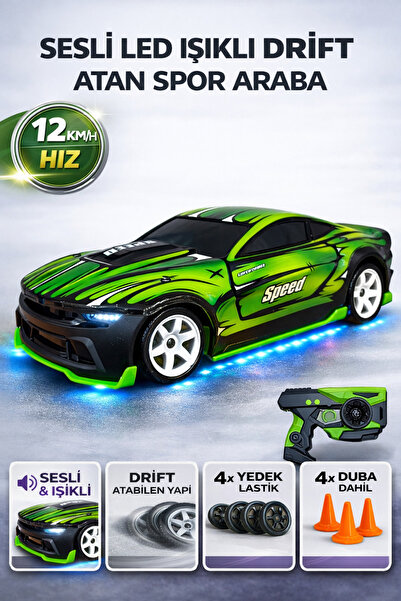 YILDIRIM OYUNCAK Sesli Işıklı Drift Atabilen 12 km Hız Yapan Uzaktan Kumandal...