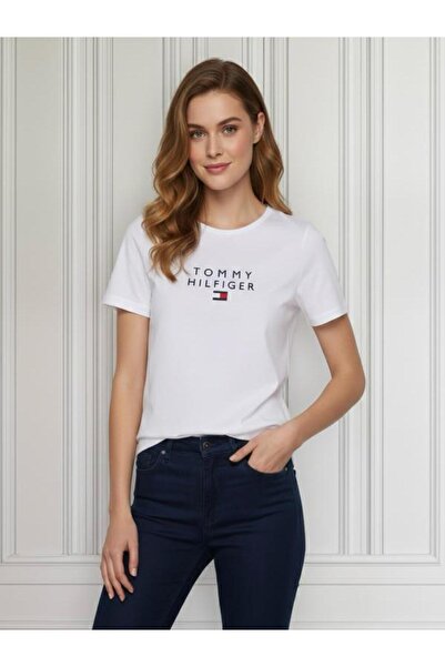 Tommy Hilfiger ORGANIC COTTON CHEST TH EMBROIDERED LOGO WOMEN'S T-SHIRT