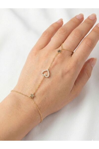 ZERİUM حجر شاهميران اللامع بتفاصيل قلب ونجمة بلون الورد