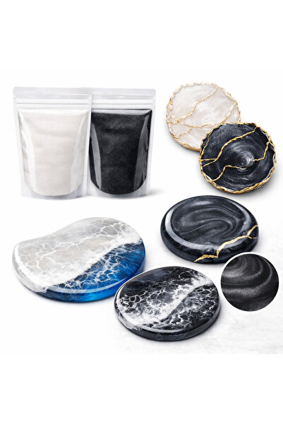 cnk craft shop Epoksi Reçine Siyah Beyaz Pigment Boya Seti – 10GR X 2 Adet, C...