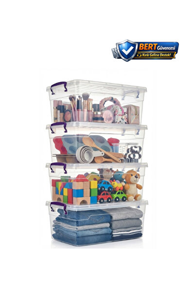 BERT 4’lü Yatay Saklama Kabı Seti 15 Litre – Kapaklı Şeffaf Çok Amaçlı Erzak ...