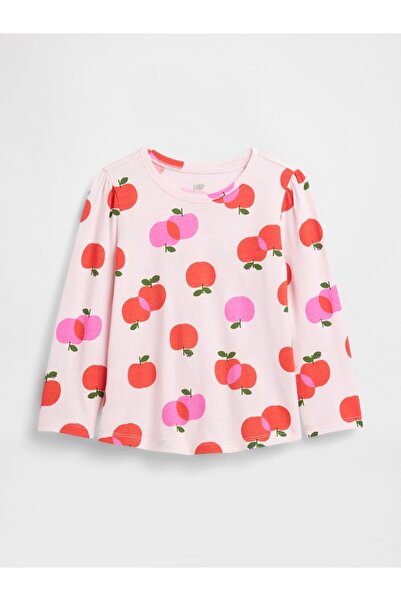 GAP Kız Bebek Pembe Puff Sleeve Bisiklet Yaka T-Shirt