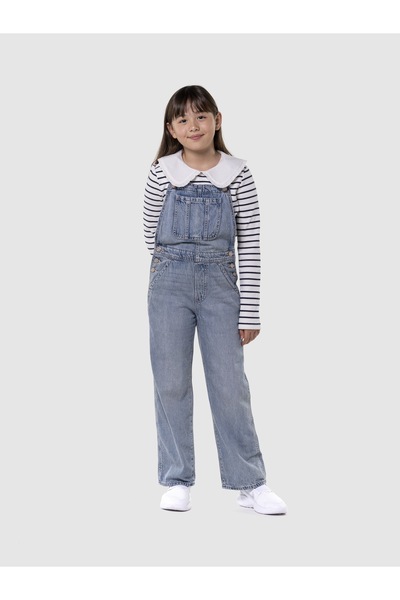 GAP Kız Çocuk Mavi Denim Salopet