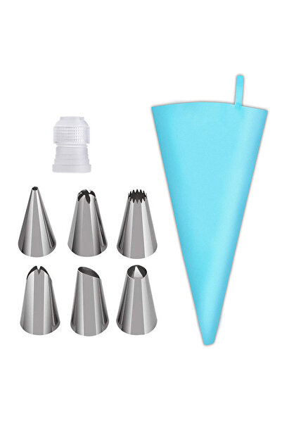 Choice مجموعة أدوات مطبخ سيليكونية زرقاء مزينة بالزهور، 8 قطع/مجموعة، تتضمن ك...