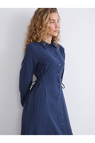 LC Waikiki فستان قميص LCW متواضع باللون الأزرق الداكن