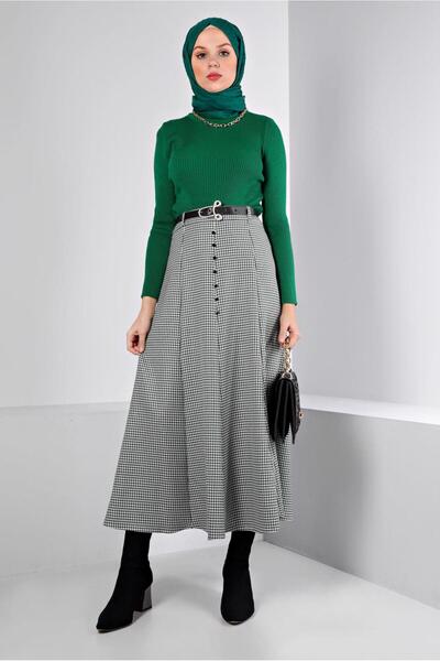 TRENDTESETTÜR KADIN YEŞİL KEMERLİ ETEK T 60345