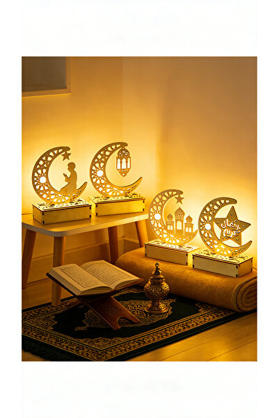 Yoawllty Ramadan Table Lamp, 4 Packs Star Moon LED Candlestick Lamps: Ramadan...