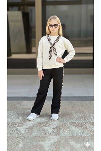 EFSACE Girl's Set with Leopard Scarf. 5-12 Years Old