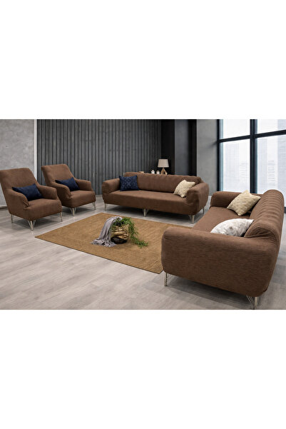 uzhanem طقم غطاء أريكة قابل للتمدد من قطن الجاكار المرن 3+3+1+1 - قابل للغسل