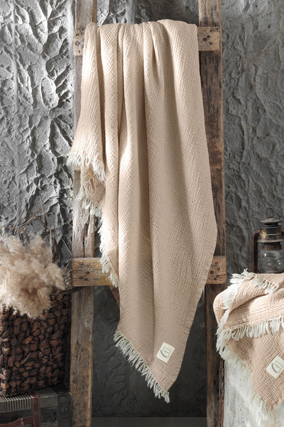 Miespiga 125x190 Модель Gold 3-шаровий мусліновий пляжний рушник Peshtemal