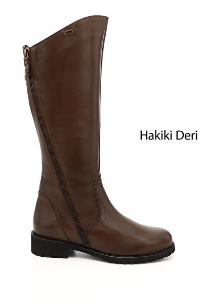 GÖNDERİ(R) Кафяви антични ботуши от естествена кожа с гумена подметка за жени...