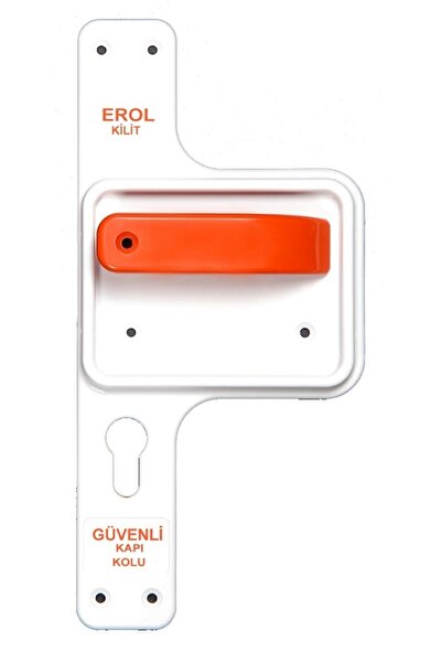 Erol Güvenli Ve Kırılmaz Bariyerli Okul Kapı Kolu Beyaz Ayna-Turuncu Kol Tekli